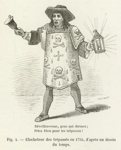 Klockare av överträdelserna 1755, efter en teckning av tiden av French School