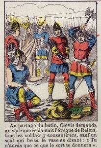 Clovis and the Soissons Vase - Avbildning av Epinal från 1800-talet av French School