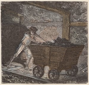 Kolbrytning (färgad gravyr) av French School