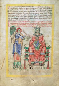 Torsk. Gulf. 1 Gud. lat. (9r), Madonna och barn, från Liber Floridus av Lambert de Saint-Omer c.1120 av French School