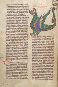 Torsk. Gulf. 1 Gud. lat. 40v, text med illustration av en drake, från Liber Floridus av Lambert de Saint-Omer c.1120 av French School