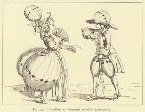 Ballongfrisyrer och kläder (karikatyr) (gravyr) av French School