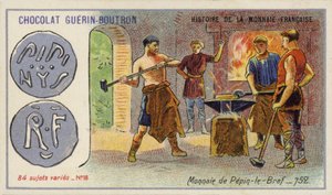 Coins of Pepin the Short, 752 (chromolitho) av French School