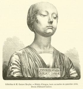 Samling av M Gustave Dreyfus, Beatrix av Aragon, marmorbyst från 1400-talet (gravyr) av French School