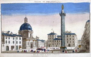 Kolumnsikt av Trajanus (Trajane-kolonnen) (Colonna Traiana) i Rom - gravyr av French School