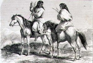 Comanche-indianer på 1860-talet (gravyr) av French School