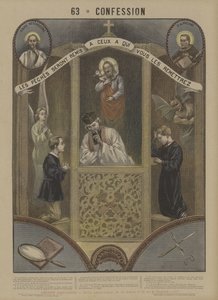 Bekännelse (färg litho) av French School