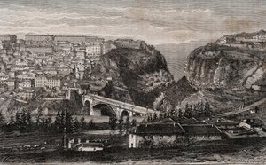 Constantine (Algeriet) - gravyr i "" La France illustree: geografi, historia, statistisk administration"" av V.A. Malt-brunt. 1884 av French School