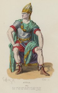 Corneille, Attila, Akt I, Sc I (färgad gravyr) av French School