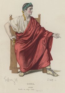 Corneille, Cinna, Akt V, Sc I (färgad gravyr) av French School