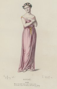 Corneille, Psyche, Akt III, Sc III (färgad gravyr) av French School