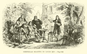 Corneille läser för Ludvig XIV av French School