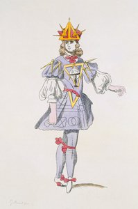 Kostymdesign för geometri i en hövisk balett från 1600-talet, från Menus Plaisirs-kollektionen, faksimil av A. Guillaumot Fils (färggravyr) av French School