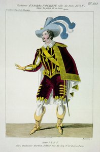 Kostym för Adolphe Nourrit (1802-39) i rollen som Don Giovanni i operan med det namnet, graverad av Maleuvre, tryckt av Hautecoeur-Martinet av French School