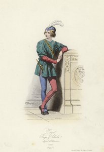 Kostym av en sida, regeringstid av Charles V av Frankrike av French School