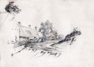 Stuga i Frankrike. (teckning, cirka 1850) av French School