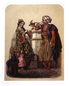 Par i Turkiet, ca 1850 (litografi) av French School
