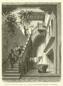 Gården till casa Goldoni (gravyr) av French School