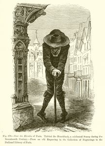 Cour des Miracles i Paris. Talebot the Hunchback, en hyllad Scamp under 1600-talet av French School
