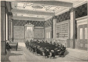 Revisionsrätten - bibliotek och rådssal - Gravyr i "Tableau-de-Paris" av Edmond Texier 1852 av French School
