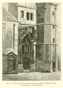 Courtyard of College of Cholets, efter en teckning av Gobelin från 1818, meddelad av M A Bonnardot av French School