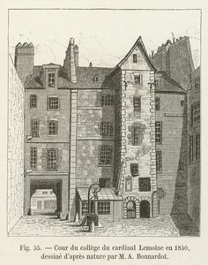 Courtyard of Cardinal Lemoines college 1850, hämtad från naturen av M A Bonnardot av French School