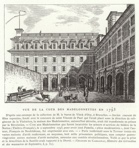 Innergården till Madelonnettes kloster, Paris, 1793 av French School