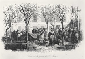 Gården till Paris St. Lazare-fängelset, ca. 1840 av French School
