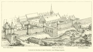 Jakobinernas kloster och inhägnadsmur under Philippe-Auguste av French School