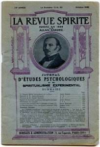 Omslag till ett antal "" La revue spirite "", porträtt av grundaren Allan Kardec, tidskrift från oktober 1931 av French School