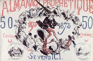 Omslag till en profetisk almanacka föreställande Nostradamus, 1873 av French School