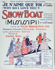 Omslag till partitur till operetten Showboat, producerad på Theatre du Chatelet 1928 av French School