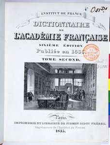 Omslag till franska akademins ordbok, 1835 av French School