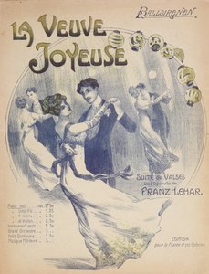 Omslag till notbladet för La Valse Ballsirenen från The Merry Widow av Franz Lehar (1870-1948) av French School