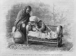 Vagga till maroniterna, från Syrien idag. Reser i Fenicien, Libanon och Judéen. 1875-1880 av Louis Charles Emile Lortet, 1884 (bw gravyr) av French School