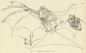 skiss av Leonardo da Vinci av French School