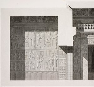 Tvärsnitt av det lilla södra templet, detalj, Karnaks tempelkomplex, Thebe, Luxor, Egypten av French School