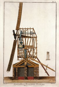 Tvärsnitt av en väderkvarn. Tavlan hämtad från "" The Encyclopedie of Diderot et d