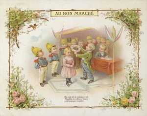 Krönande flicka med ring av blommor av French School