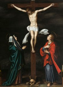 Korsfästelse. Triptyk av Aubery av French School