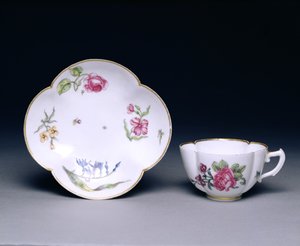 Kopp och fat, Vincennes, ca 1745-52 (porslin) av French School