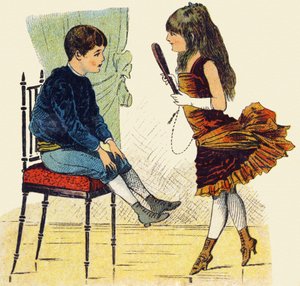 Dansare. Gravyr i "ABC obeställbar på lackerad duk". A. Capendu, redaktör, Paris, sent 1800-tal. Barnbokhandel illustrerad. 8 sidor. Mått: 21,5x18cm. av French School