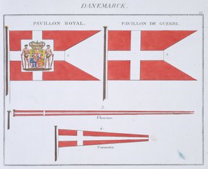 Danska flaggor, från en fransk flaggbok, c.1819 av French School