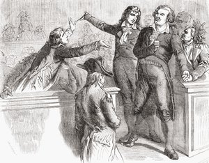 Danton och Desmoulins försvarar sig inför konventet, 30 mars 1794, från 