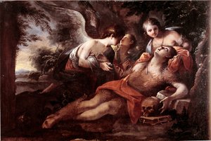 Maria Magdalenas död (olja på duk av French School