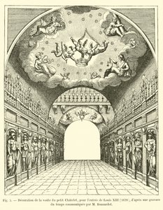 Utsmyckning av valvet i Petit Chatelet, för ingången till Ludvig XIII, 1628, efter en gravyr från tiden meddelad av M Bonnardot av French School