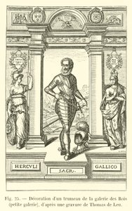 Dekoration av en trumeau i Galerie des Rois, litet galleri, efter gravyr av Thomas de Leu av French School