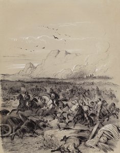 Nederlag för den invaderande Cimbri av den romerske generalen Gaius Marius i slaget vid Vercellae, Italien av French School