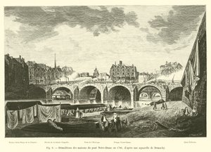 Rivningar av husen på Notre-Dame-bron 1786, efter en akvarell av Demachy av French School