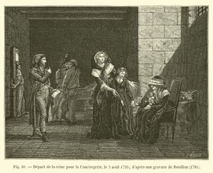 Drottningens avgång till Conciergeriet den 2 augusti 1793; efter en gravyr av Bouillon, 1795 av French School